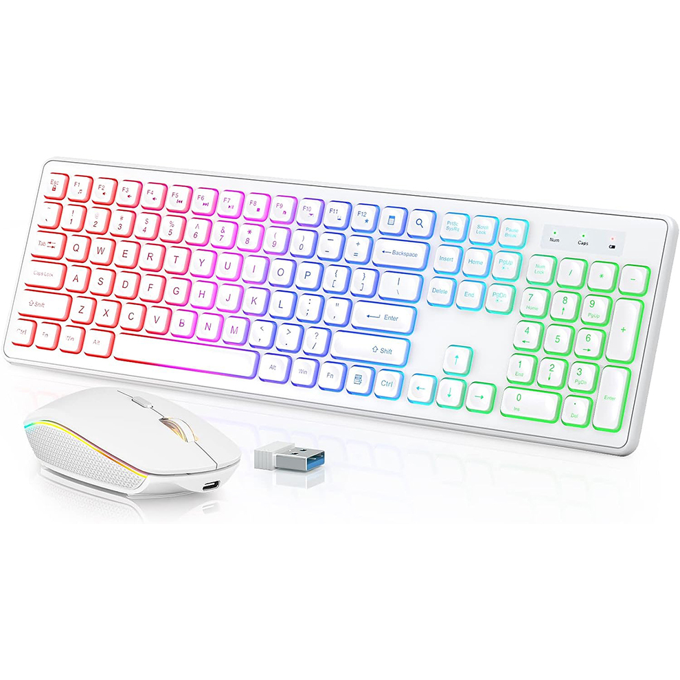 Gaming Keyboard Mouse Combo - Tastiera e mouse wireless retroilluminati, tasti