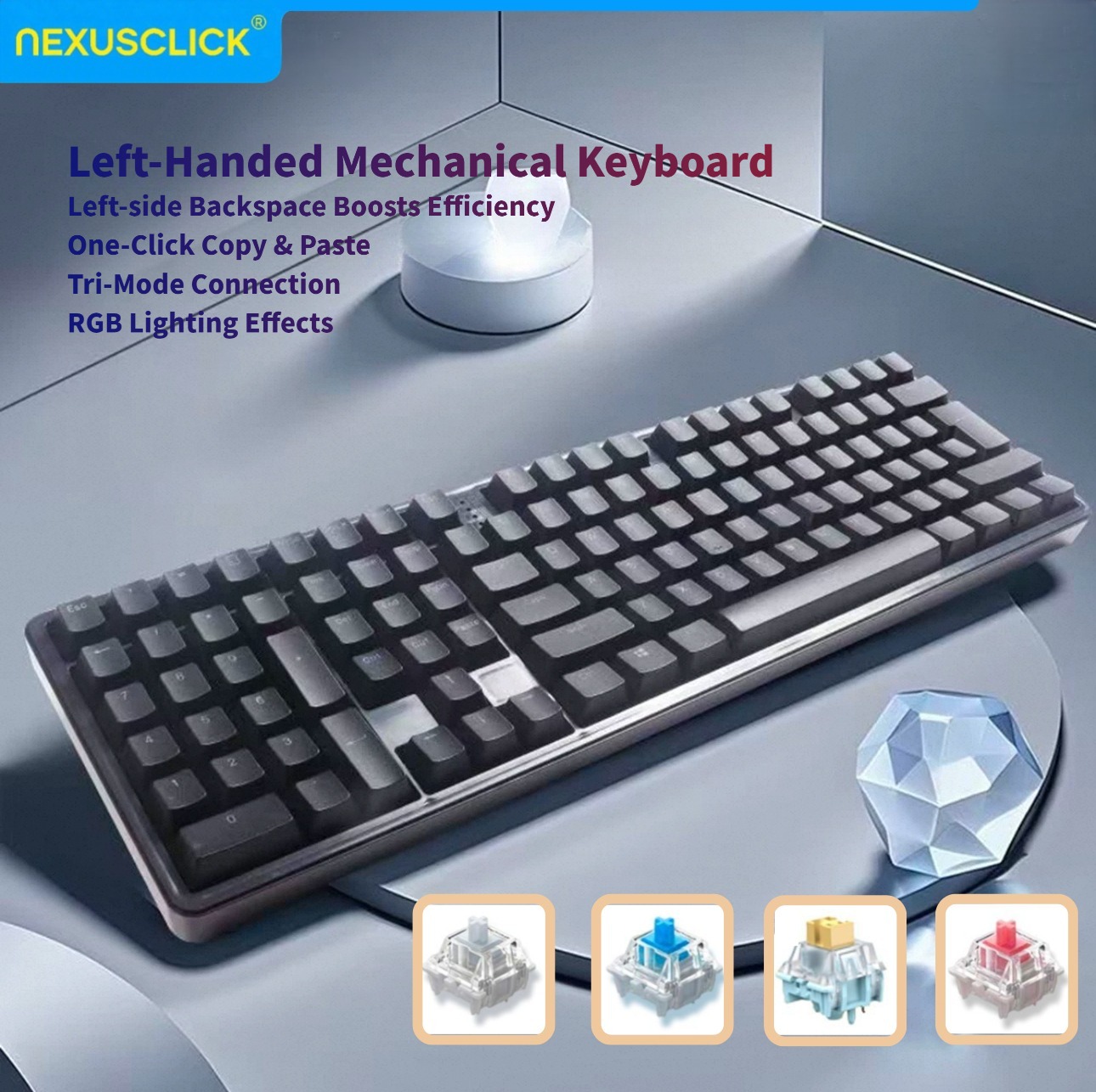 Gaming Keyboard No Number Pad - Tastiera Meccanica Ergonomica Usata per Mancini
