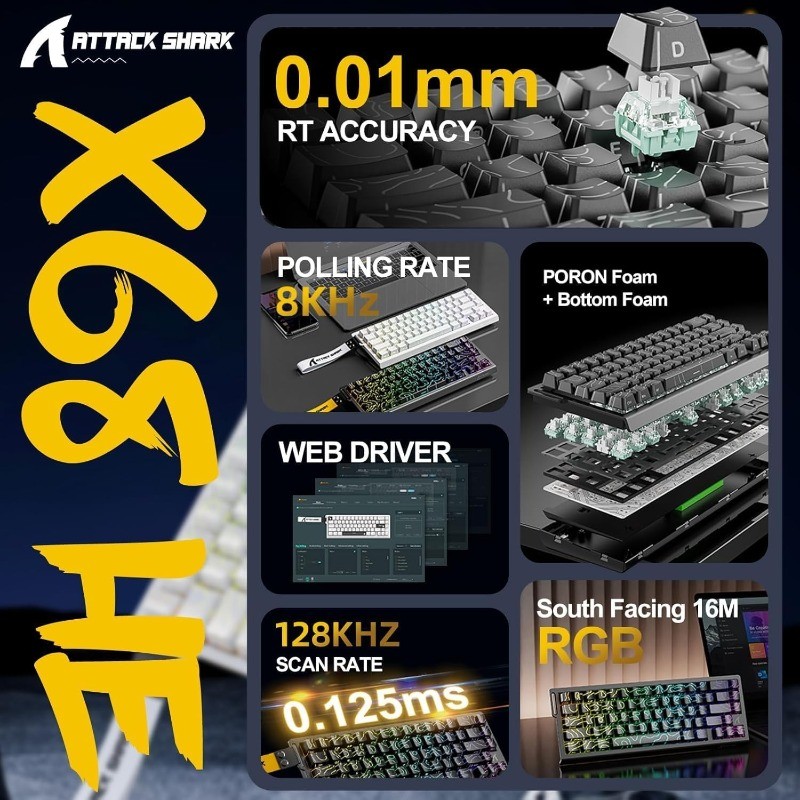 Tastiera ATTACK SHARK X68 HE 8 - Keyboard Gaming Mac recensione e prezzo